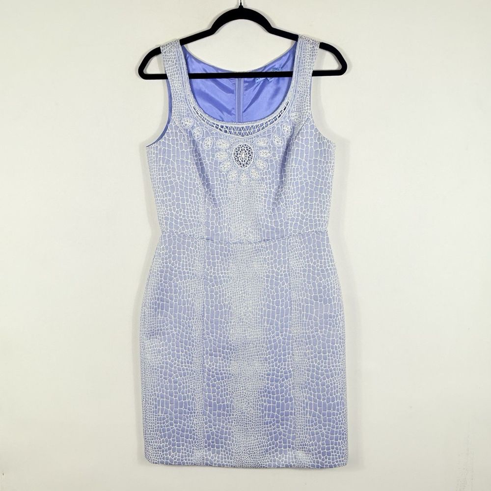 Antonio Melani Sheath Dress Womens 6 Lavender Crocodile Print Crochet‎ Beaded